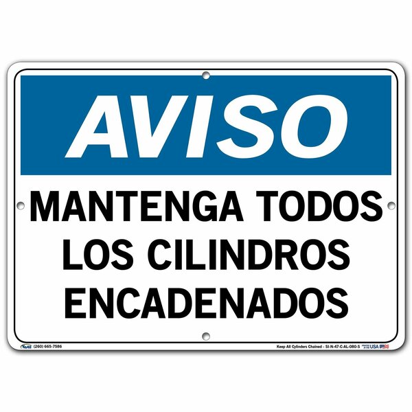 Vestil Aluminum Sign, 10-1/2" Height, 14-1/2" Width, Aluminum, Rectangle, Spanish SI-N-47-C-AL-080-S